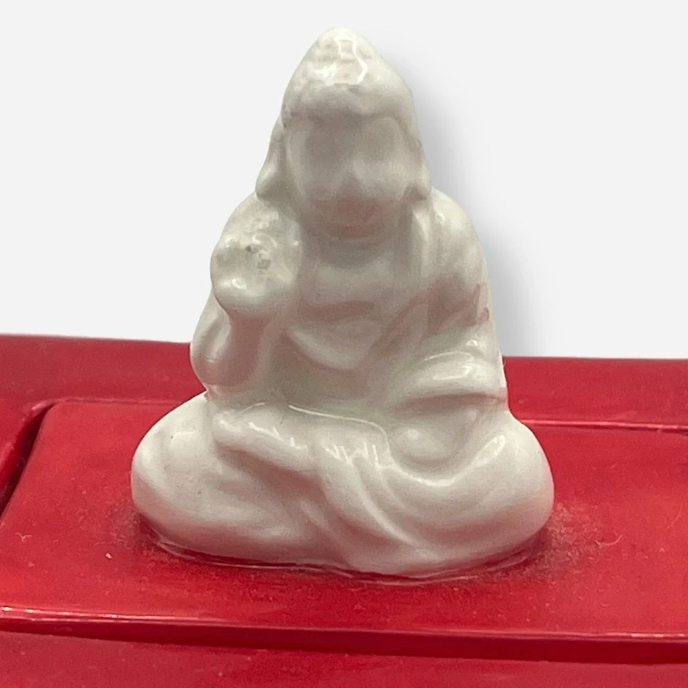 Fitz Floyd Ceramic Red Take Out Chinese Food Box Teapot Tea Buddha‎